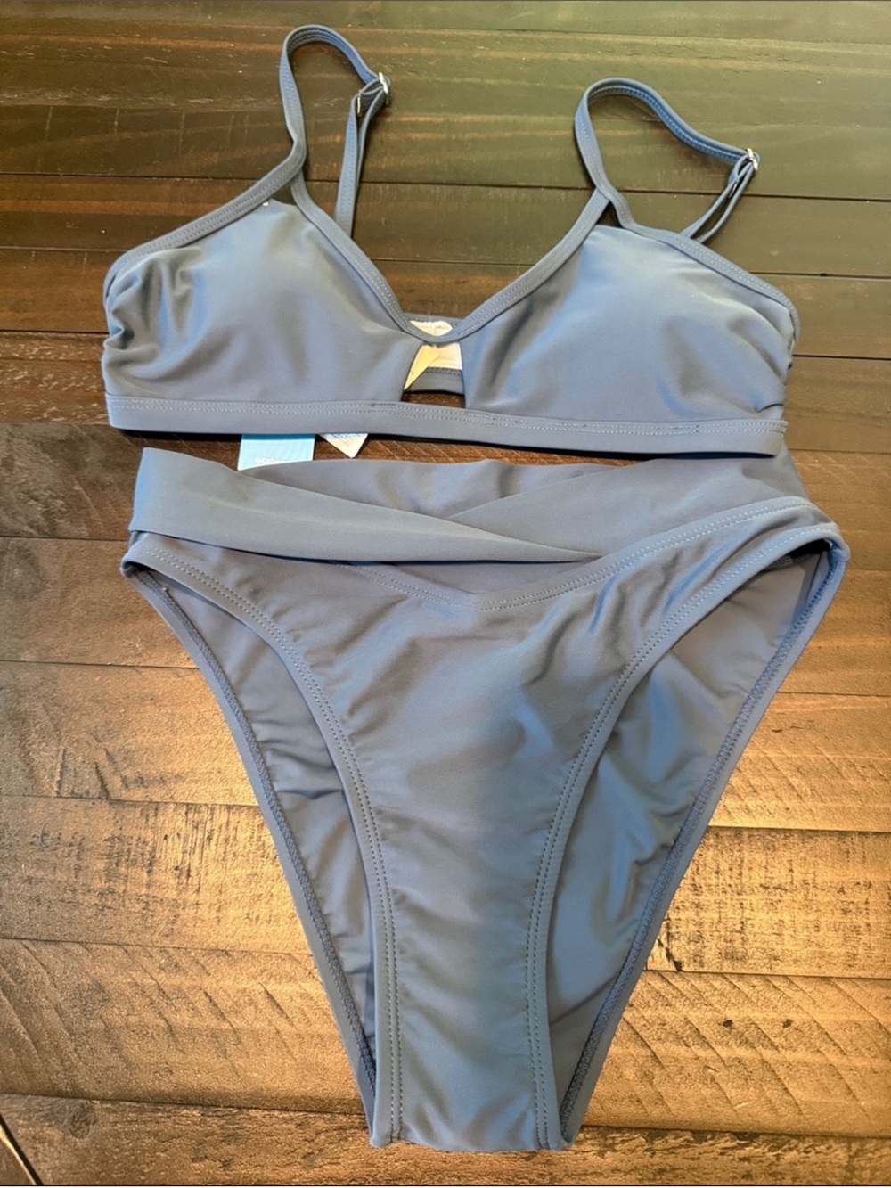 NWT Cupshe Dusty Blue Bikini Set